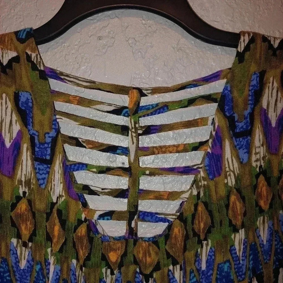 Vintage Dress Barn Tribal Print Maxi Button Down Dress Size 10 - Picture 6 of 8